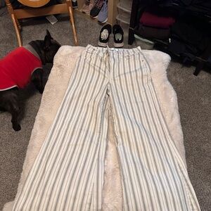 Frame Denim Le Palazzo Crop in White and Gray